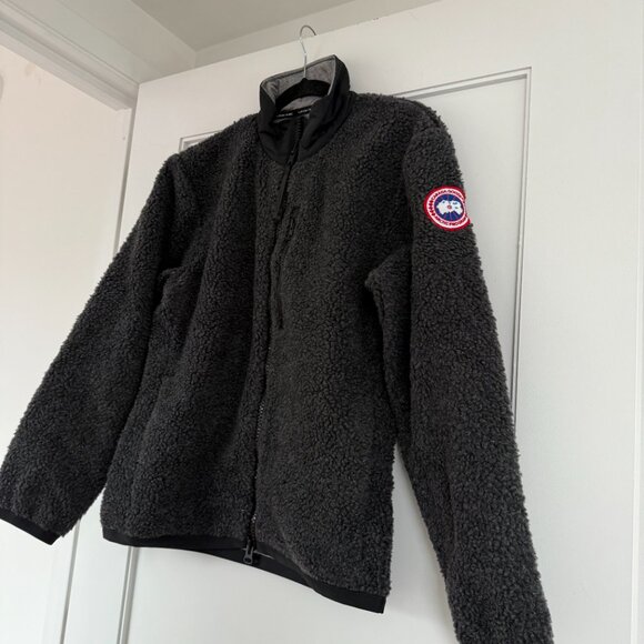 NWT Canada Goose Kelowna Fleece Jacket Iron Grey Wool Reflective Stripes Sz XS - Picture 4 of 11